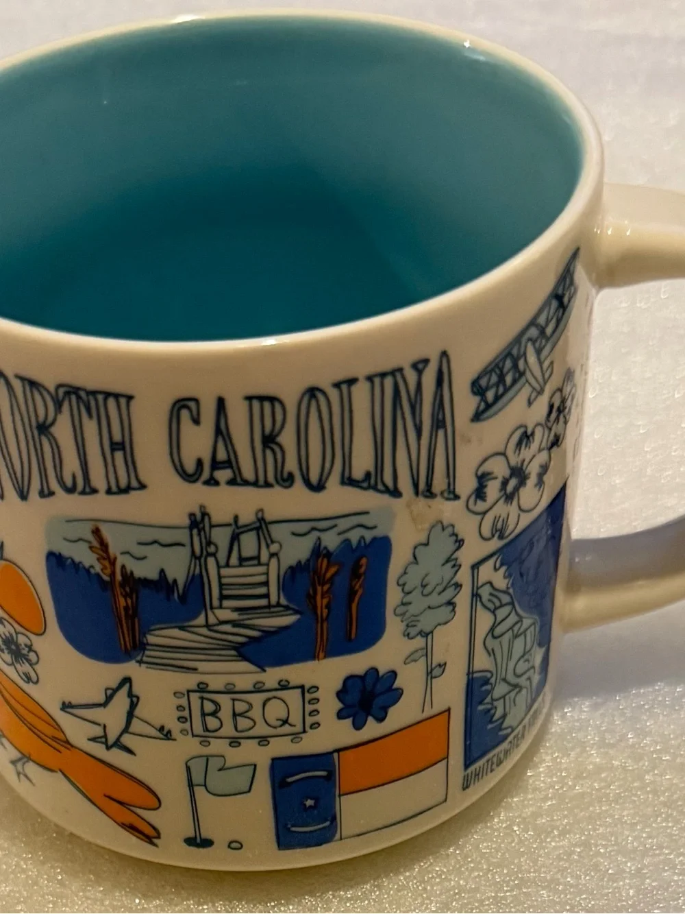 Starbucks North Carolina Ceramic Mug in Blue and Cream NWOT